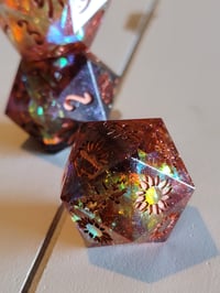 Image 2 of Fireheart - Karlach inspired 30 mm death save and chonk d20s
