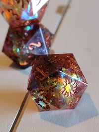 Image 2 of Fireheart - Karlach inspired 30 mm death save and chonk d20s 