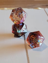 Image 3 of Fireheart - Karlach inspired 30 mm death save and chonk d20s