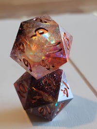 Image 5 of Fireheart - Karlach inspired 30 mm death save and chonk d20s 