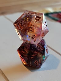 Image 8 of Fireheart - Karlach inspired 30 mm death save and chonk d20s