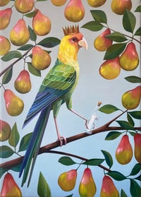 PRINT Carolina Parakeet Pear Tree