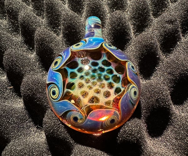 Image of Fumed Honeycomb Pinwheel Pendant
