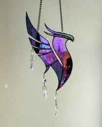 Image 1 of ILLENIUM Inspired Stained Glass Phoenix Mobile – Iridescent Magenta / Black