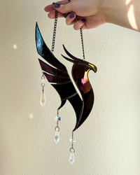 Image 4 of ILLENIUM Inspired Stained Glass Phoenix Mobile – Iridescent Magenta / Black