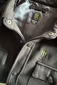 Image 3 of Monster Energy Drink Embroidered Snap-Up Button Jacket Wool Blend in LARGE -NEW-