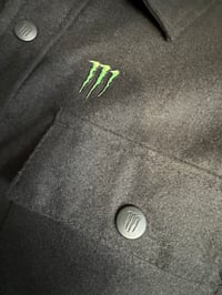 Image 4 of Monster Energy Drink Embroidered Snap-Up Button Jacket Wool Blend in LARGE -NEW-