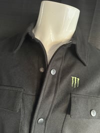 Image 2 of Monster Energy Drink Embroidered Snap-Up Button Jacket Wool Blend in LARGE -NEW-