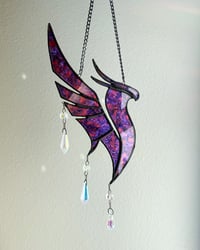 Image 1 of ILLENIUM Inspired Stained Glass Wall Piece Phoenix Mobile – Violet + Magenta