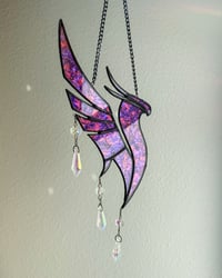 Image 3 of ILLENIUM Inspired Stained Glass Wall Piece Phoenix Mobile – Violet + Magenta