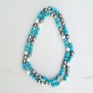 South Sea & Tahitian Pearl with Turquoise Helix Necklace 