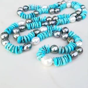 South Sea & Tahitian Pearl with Turquoise Helix Necklace 