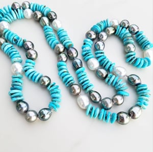 South Sea & Tahitian Pearl with Turquoise Helix Necklace 