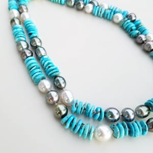 South Sea & Tahitian Pearl with Turquoise Helix Necklace 