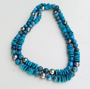 Tahitian Pearl, Apatite, & Turquoise Helix