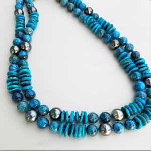 Tahitian Pearl, Apatite, & Turquoise Helix