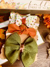 Image 1 of Olive Green & Burnt Orange Bow Nylonband Set