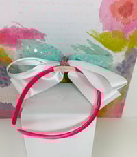 Image 2 of Large Sparkle Teal Tutu Bow Headband