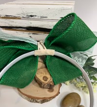 Image 2 of Large Green Burlap & Lace headband
