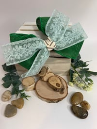 Image 1 of Large Green Burlap & Lace headband