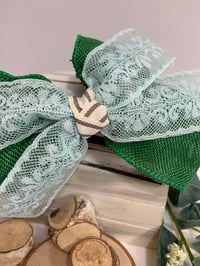 Image 3 of Large Green Burlap & Lace headband