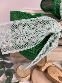 Image 4 of Large Green Burlap & Lace headband