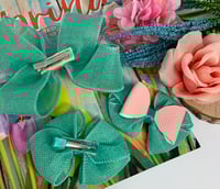 Image 2 of Green Burlap Bow Clip Set