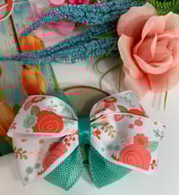Orange & Teal Floral Bow Clip