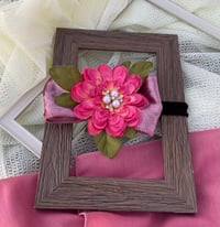 Pink Velvet Flower Bow Set (Nylonband)