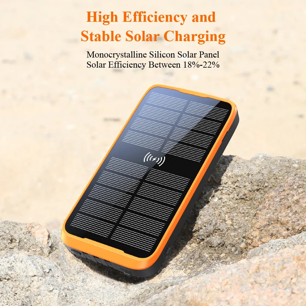 MSL 20000mAh Solar Power Bank with USB-C Fast Charging & Flashlight