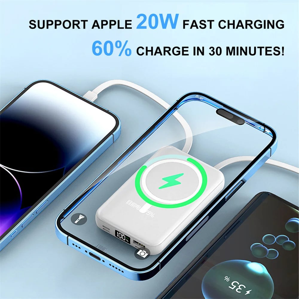 MSL Magnetic Power Bank 10000mAh with Built-in Cable