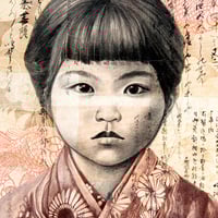 Image 2 of Paper Art Print - "Keiko aux poissons"