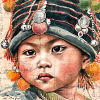 Image 2 of Paper Art Print - "Bébé du Yunnan"