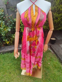 Image 9 of Havana Halter Dress- classic statement holiday piece- one size - PINK/CORAL