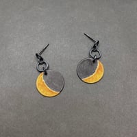 Orange Crescent Moon Drop-stud Earrings