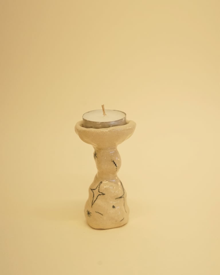 Hand drawn tea light candle holder Image 3