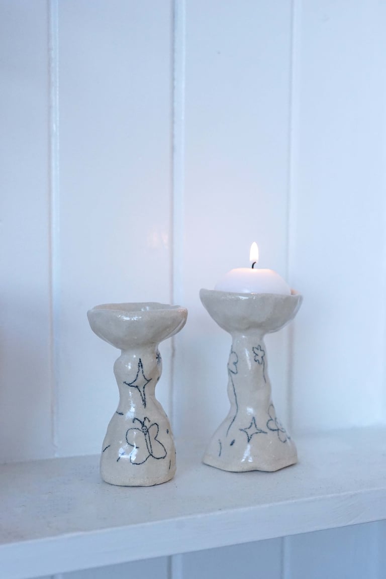 Hand drawn tea light candle holder Image 2