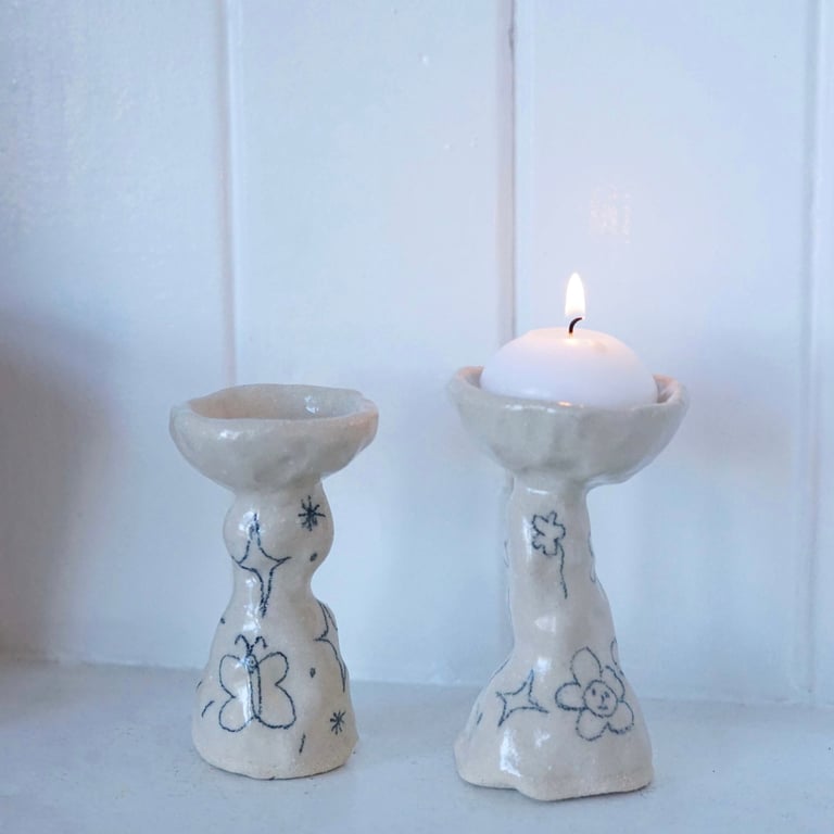 Hand drawn tea light candle holder