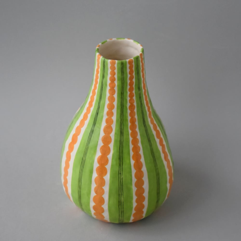 Image of Green/Sienna Orange Bulb Vase