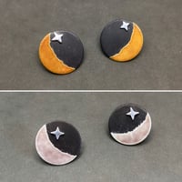 Image 1 of Crescent Moon & Star Earrings