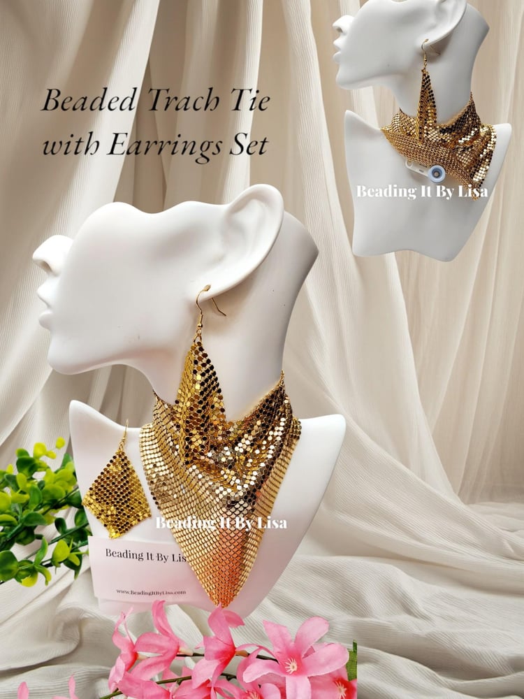 Image of Trach Sequin Scarf for Tracheostomy, Cover Necklace And Earrings Set, Trach Ties, Special Occasio...