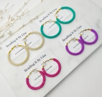 Image 1 of Solid Color Beaded Hoop Earrings • Wire Wrapped Earrings • Gift for Her • Fashion Accessories