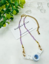 Image 1 of Trach Ties, Beaded Trach Ties , Adjustable, Trach Chain, Beaded, Trach Collar Tube Holder (Lavend...