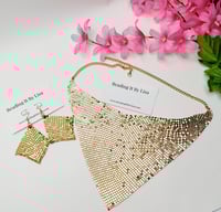 Image 3 of Trach Sequin Scarf for Tracheostomy, Cover Necklace And Earrings Set, Trach Ties, Special Occasio...