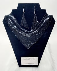 Image 4 of Trach Sequin Scarf for Tracheostomy, Cover Necklace And Earrings Set, Trach Ties, Special -575a70fc