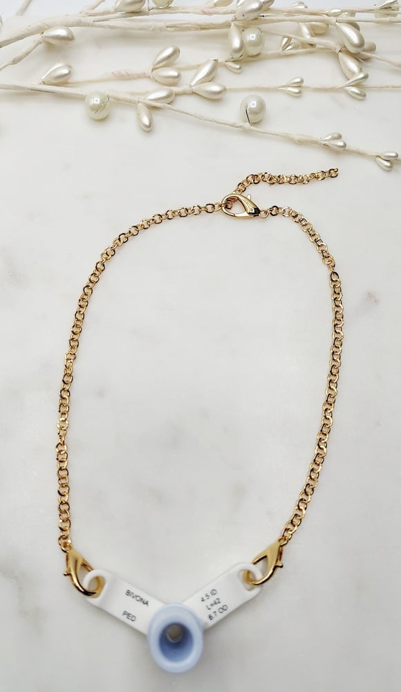 Image of Beaded Trach Ties , Adjustable, Tracheotomy Ties, Trach Chain, Men or Women | Unisex....  (Gold)