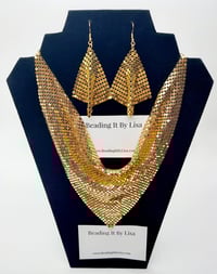 Image 4 of Trach Sequin Scarf for Tracheostomy, Cover Necklace And Earrings Set, Trach Ties, Special Occasio...