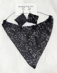 Image 5 of Trach Sequin Scarf for Tracheostomy, Cover Necklace And Earrings Set, Trach Ties, Special -575a70fc