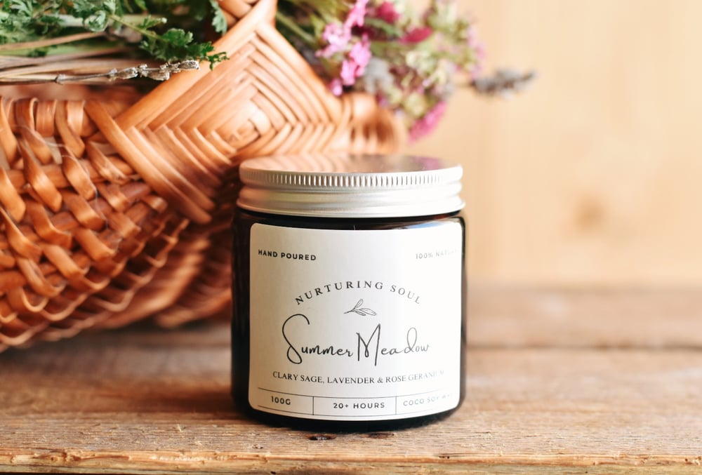 Image of Summer meadow soy wax candle with pure essential oils