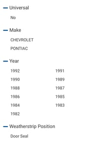 Image 3 of 1982-92 Camaro/Firebird Door Weatherstripping Pair (Passenger/Driver) 